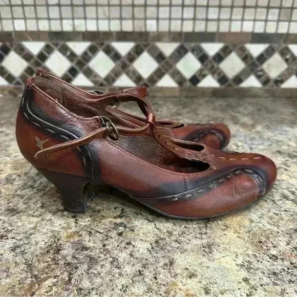 Pikolinos Women’s Size 37 Cuba T-Strap Mary Jane Pumps Heels Brown Leather - Picture 3 of 9